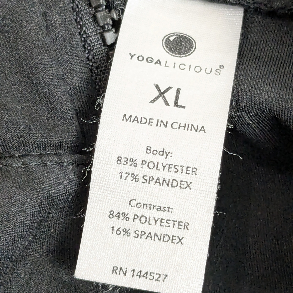 Yogalicious Black Camo Pattern Hooded Zip-Up Hoodie Workout Jacket Sz XL - Picture 9 of 9